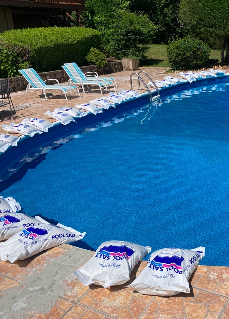 a pool being treated with salt