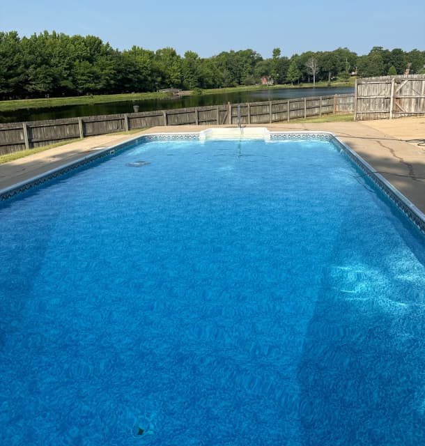 pool with calcium deposits